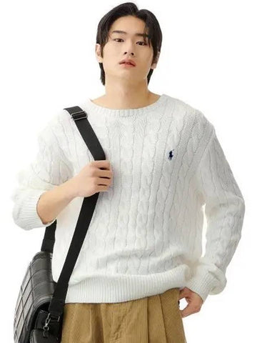 Cable knit cotton sweater white - POLO RALPH LAUREN - BALAAN 1