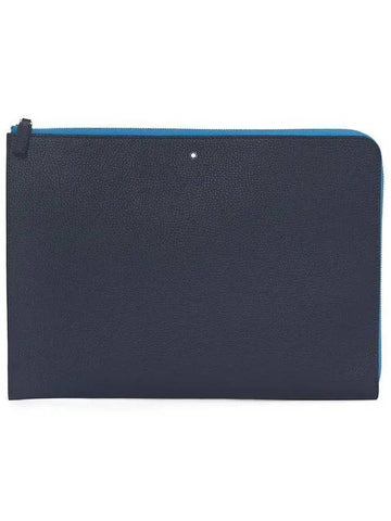 Meisterst?ck Soft Grain Leather Clutch Bag Blue - MONTBLANC - BALAAN 1