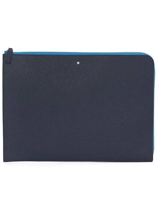 Meisterst?ck Soft Grain Leather Clutch Bag Blue - MONTBLANC - BALAAN.