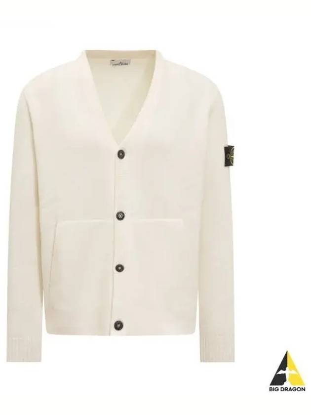 Men's Wappen Patch Button Cardigan White - STONE ISLAND - BALAAN 2