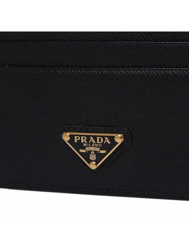 Saffiano Leather Triangle Logo Card Wallet Black Gold - PRADA - BALAAN 7