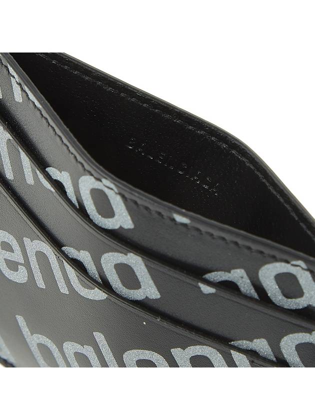 Reflective Silver Logo Print Card Wallet Black - BALENCIAGA - BALAAN.