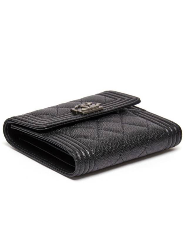 Boy  Small Flap Wallet Caviar Leather & Ruthenium Black - CHANEL - BALAAN 8