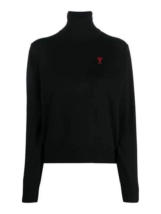 Small Heart Logo Turtleneck Black - AMI - BALAAN 2