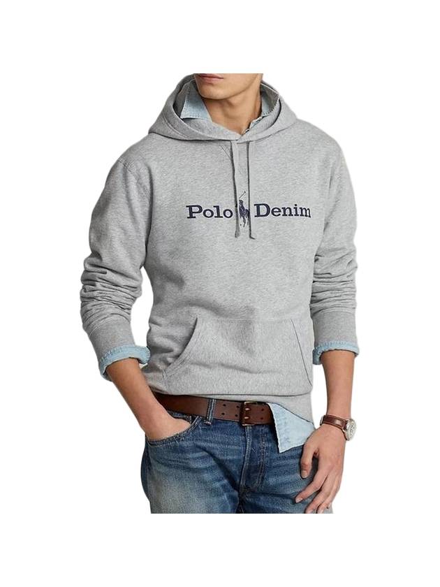 Denim Fleece Hoodie Grey - POLO RALPH LAUREN - BALAAN 1