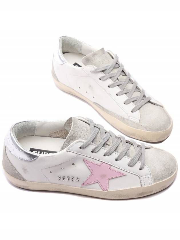 Women's Superstar Silver Heel Tab Pink Star Low Top Sneakers White - GOLDEN GOOSE - BALAAN 6