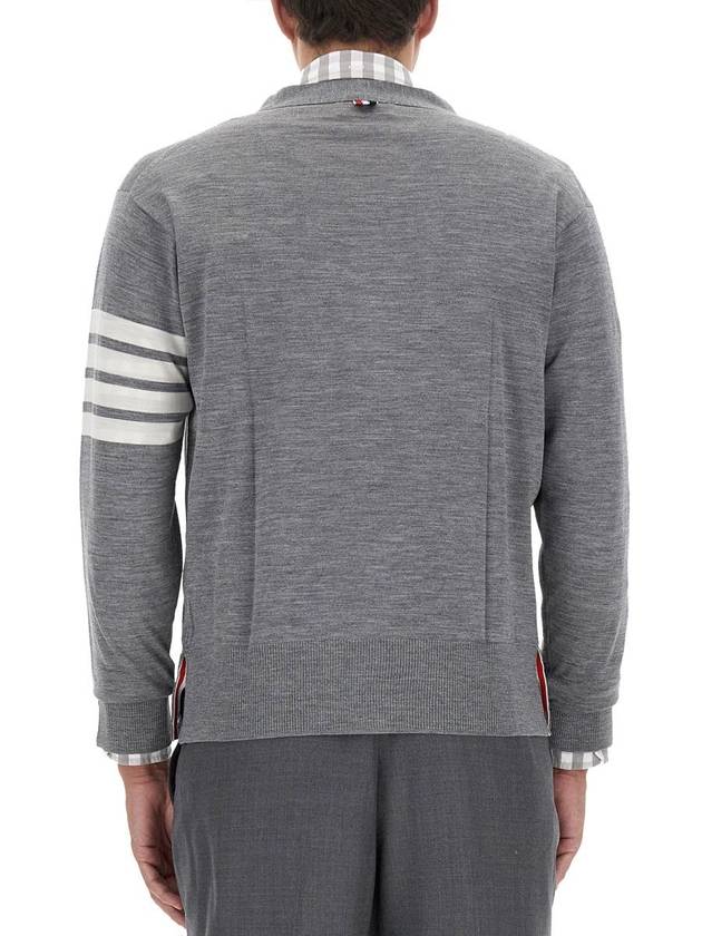 Men's Sustainable Classic Diagonal Wool Cardigan Pale Grey - THOM BROWNE - BALAAN 7