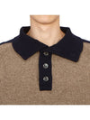 4-Bar Wool Polo Knit Top Navy Brown - THOM BROWNE - BALAAN 6