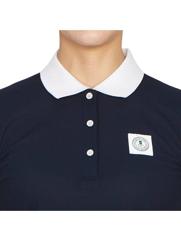 Women's Golf Collar Short Sleeve Polo Shirt Navy - MARK & LONA - BALAAN 7