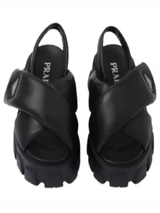 Monolith Padded Nappa Leather Sandals Black - PRADA - BALAAN 2
