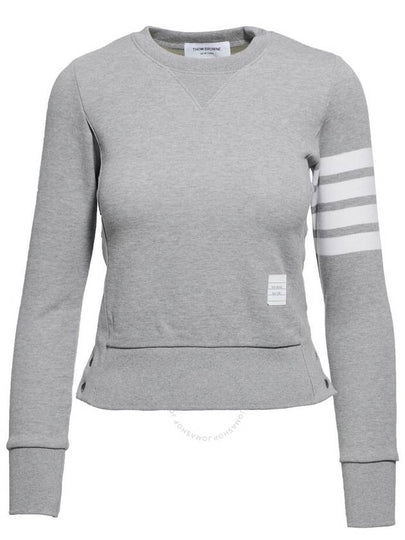 Engineered 4 Bar Stripe Loopback Jersey Knit Crewneck Sweatshirt Light Grey - THOM BROWNE - BALAAN 2