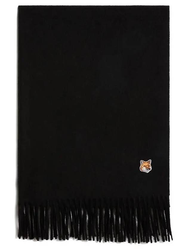 Small Fox Head Patch Wool Muffler Black - MAISON KITSUNE - BALAAN 2