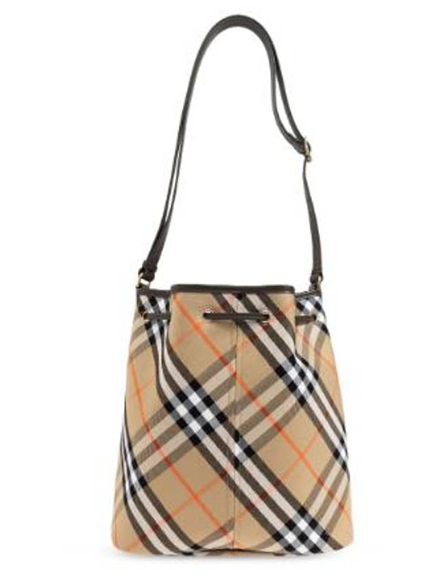 Check Cotton Bucket Bag Beige - BURBERRY - BALAAN 4