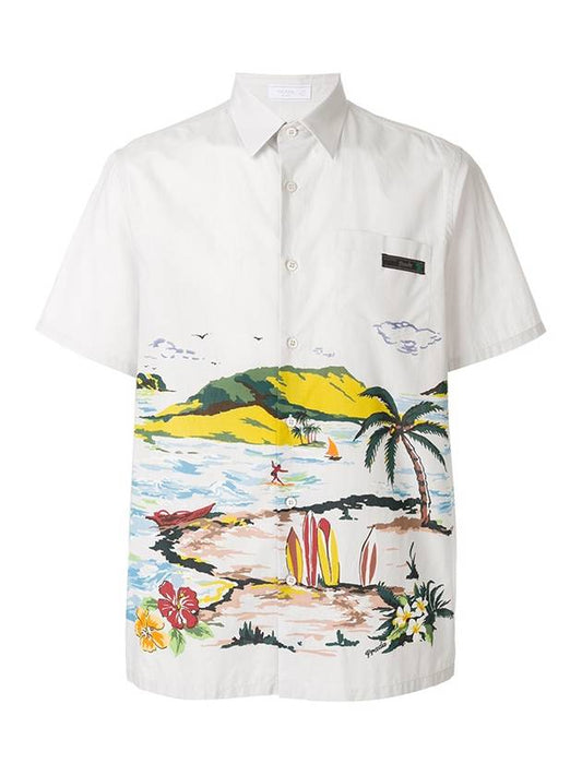 Paradise Short Sleeve Shirt White - PRADA - BALAAN.