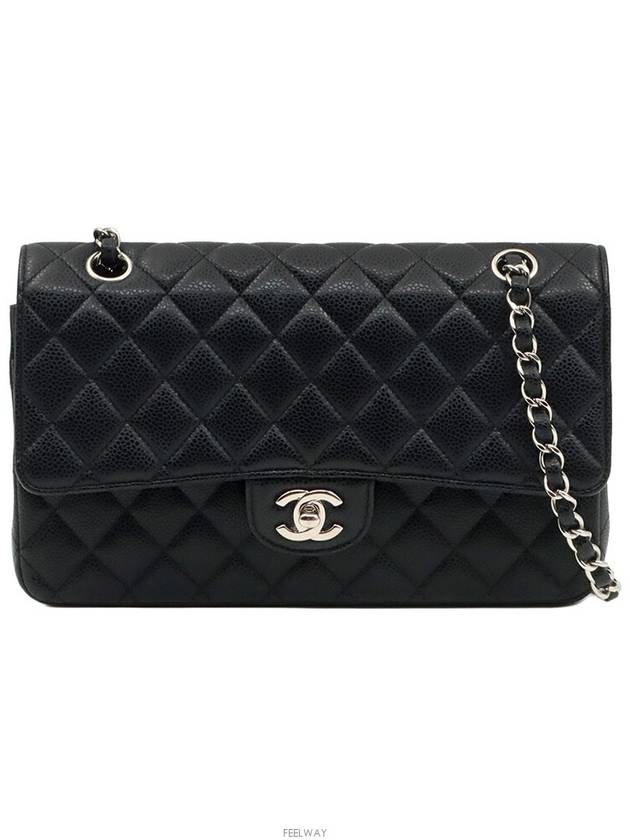 Black caviar silver chain classic medium flap shoulder bag 19th unit A01112 - CHANEL - BALAAN 1