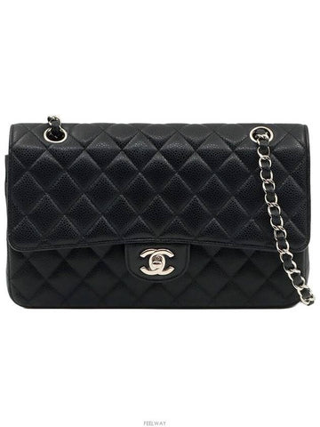 Black caviar silver chain classic medium flap shoulder bag 19th unit A01112 - CHANEL - BALAAN 1