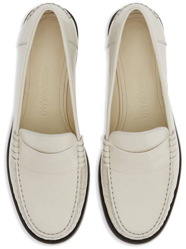 Logo Leather Loafers White - SALVATORE FERRAGAMO - BALAAN 5