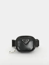 Triangle Logo Armband Leather Pouch Bag Black - PRADA - BALAAN 2