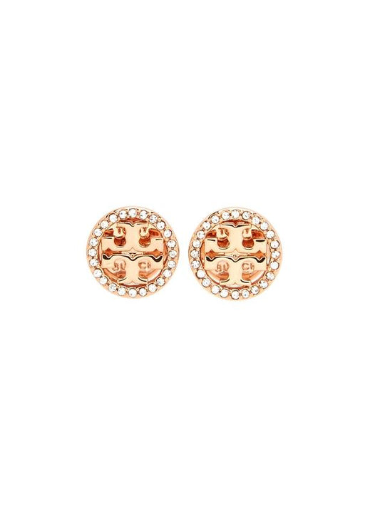 Miller Crystal Stud Earrings Rose Gold - TORY BURCH - BALAAN.