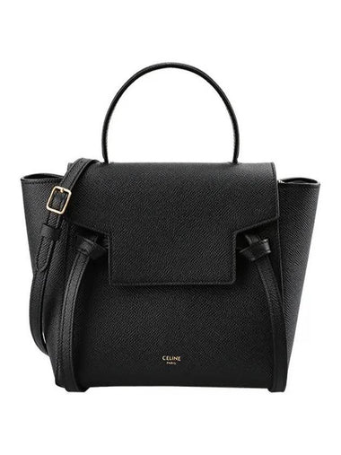 Grain Leather Nano Belt Tote Bag Black - CELINE - BALAAN 1