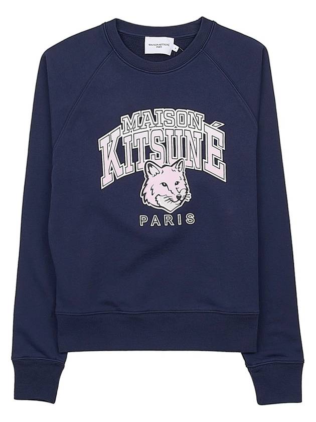 Campus Fox Print Cotton Sweatshirt Navy - MAISON KITSUNE - BALAAN 11