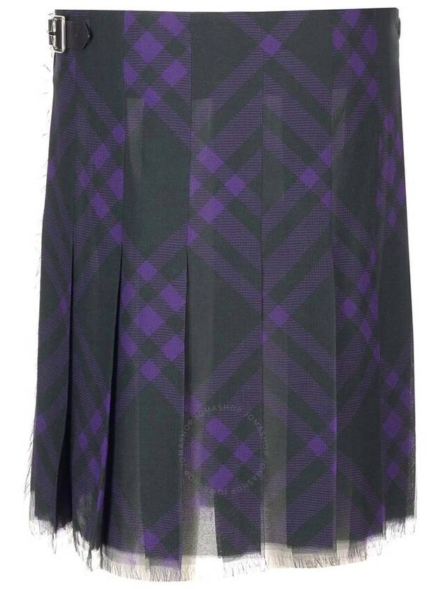 Check Silk Kilt Pleated A-Line Skirt Royal - BURBERRY - BALAAN 3