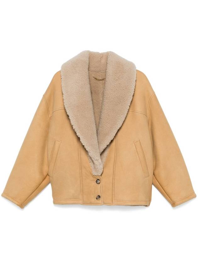 Wide Shearling Shawl Collar Sheepskin Jacket Brown - GOLDEN GOOSE - BALAAN 2