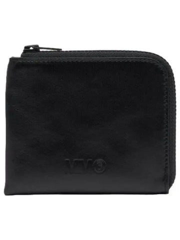 MM6 Logo Zip Around Wallet Black - MAISON MARGIELA - BALAAN 1