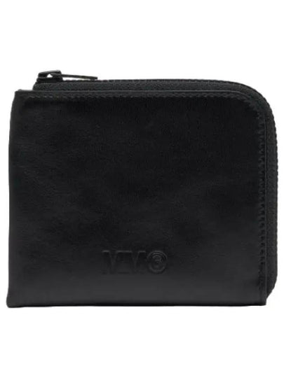 Stitch Leather Zipper Card Wallet Black - MAISON MARGIELA - BALAAN 2