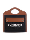 Micro Two-tone Canvas and Leather Tote Bag Black - BURBERRY - BALAAN 2