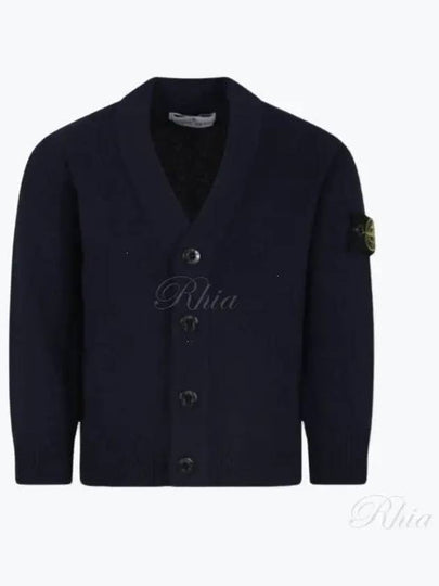 Kids Wappen Patch V-Neck Knit Cardigan Navy - STONE ISLAND - BALAAN 2