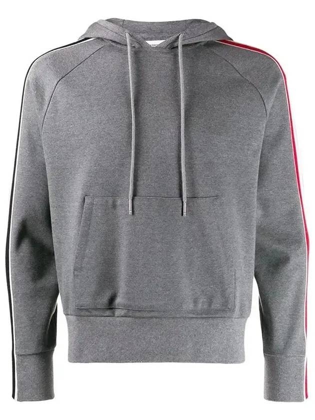 Three Stripe Cotton Hoodie Grey - THOM BROWNE - BALAAN 2