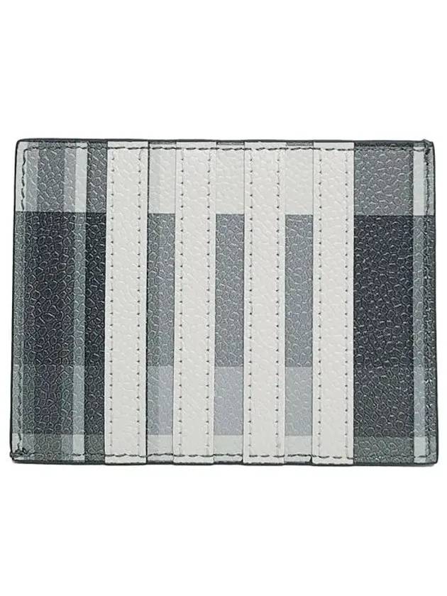 4-Bar Madras Pebble Grain Leather Card Wallet - THOM BROWNE - BALAAN 3