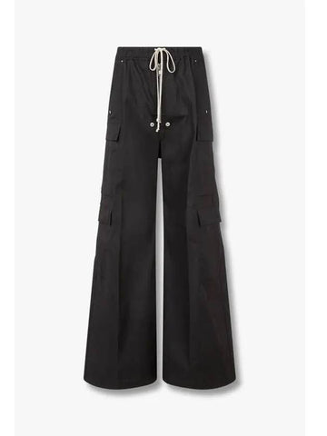 MEN Drawstring Wide Cargo Pants Black - RICK OWENS - BALAAN 1