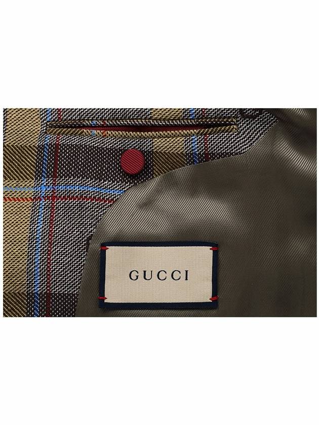 Web Label Check Pocket Wool Jacket Brown - GUCCI - BALAAN 7