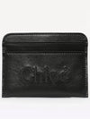 Sense Embroidered Logo Calfskin Card Wallet Black - CHLOE - BALAAN 3