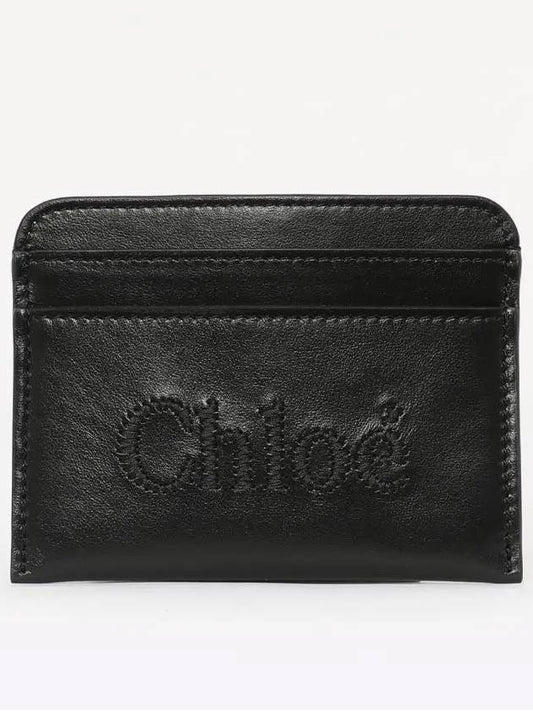 Sense Embroidered Logo Calfskin Card Holder Black - CHLOE - BALAAN 2