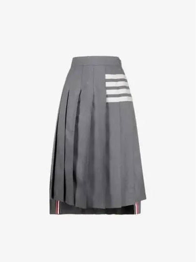 4 Bar Logo Plain Weave Wool Pleated Skirt Grey - THOM BROWNE - BALAAN 2