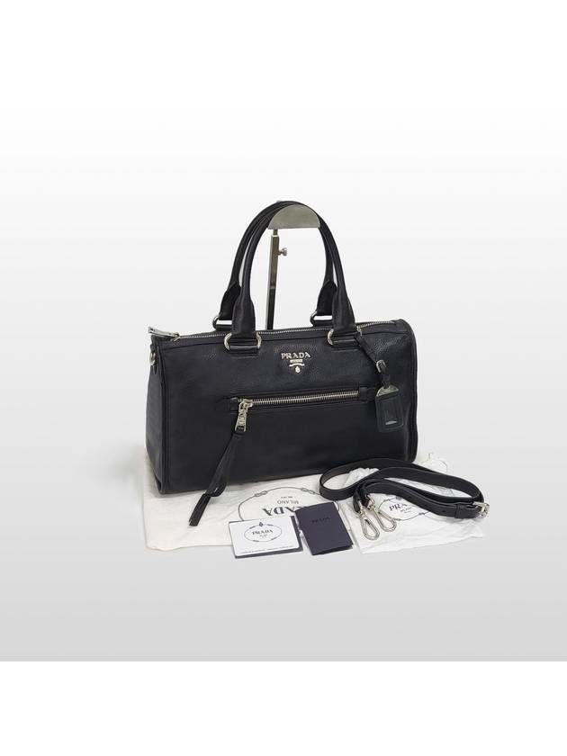 Prada Vitello Phoenix Black Tote Bag and Shoulder BL0805 - PRADA - BALAAN 9