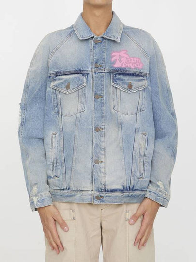 23 fw Blue Denim Graffiti Print Jacket PMYE038E23DEN0014032 B0480452867 - PALM ANGELS - BALAAN 2