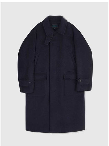 Premium Pure Wool Balmacan Coat Dark Navy - BUTTON SEOUL - BALAAN 1