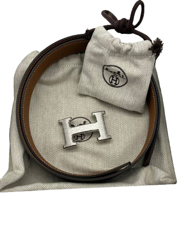 H Belt Silver Buckle Reversible Leather Strap 32mm Grimoyen Hardware Noir Gold 95 - HERMES - BALAAN 3