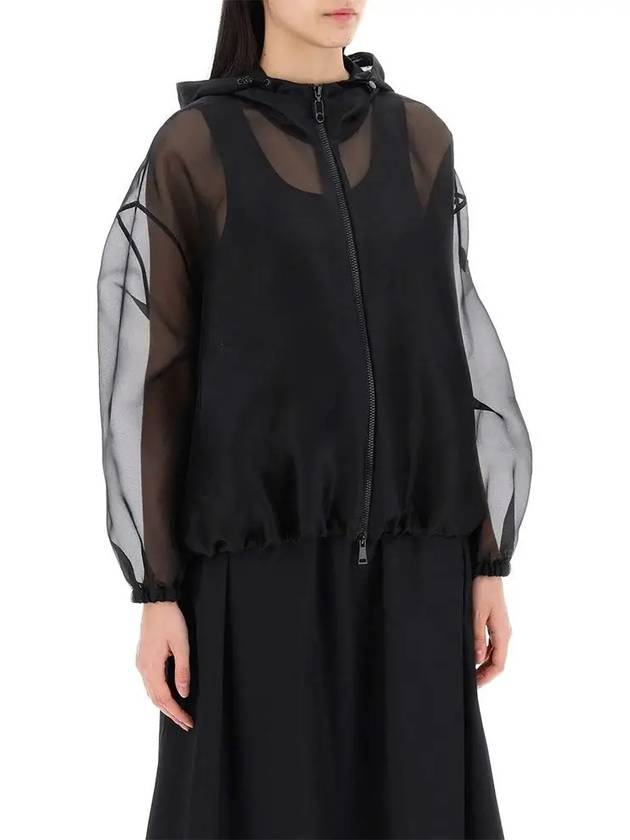 Women's Armonide Organza Zip Up Hoodie Black - MONCLER - BALAAN 4