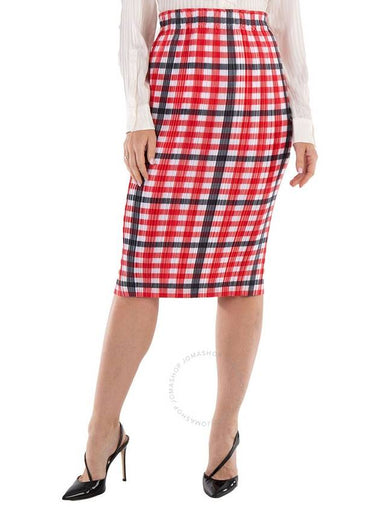 Burberry Ladies Bright Red Check Lorelei Pleated Skirt, Brand Size 10 (US Size 8) - BURBERRY - BALAAN 1