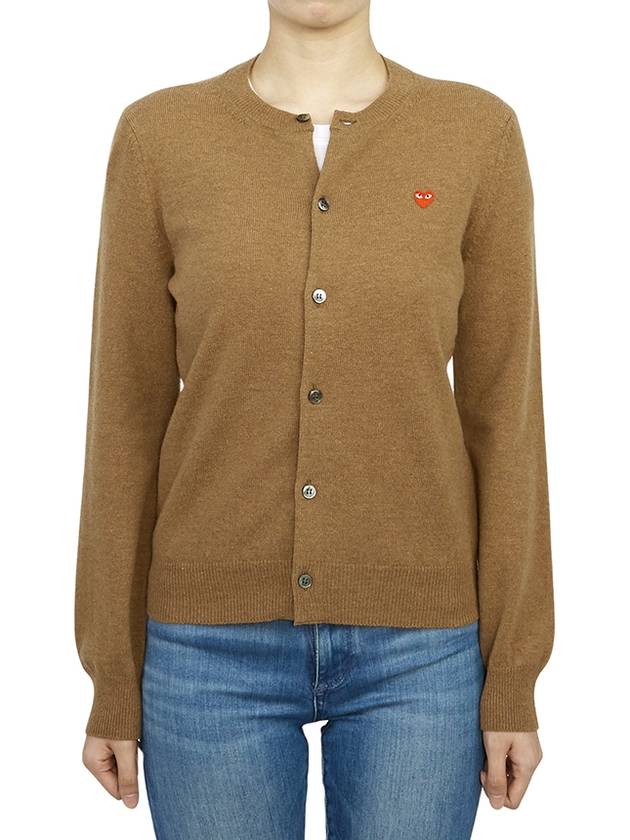 Women's Small Red Wappen Cardigan P1 N079 3 Brown - COMME DES GARCONS PLAY - BALAAN 3