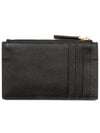 V Logo Zipper Card Wallet Black - VALENTINO - BALAAN 3