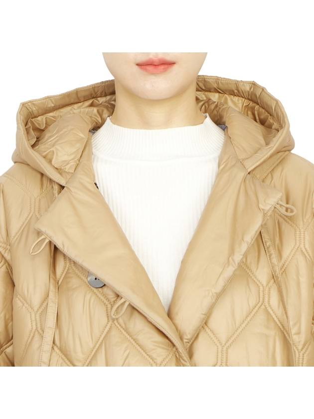 Shiny Quilt Hooded Jacket Beige - GANNI - BALAAN 11