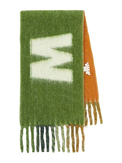 Logo Wool Mohair Blend Fringe Muffler Green - MARNI - BALAAN 2