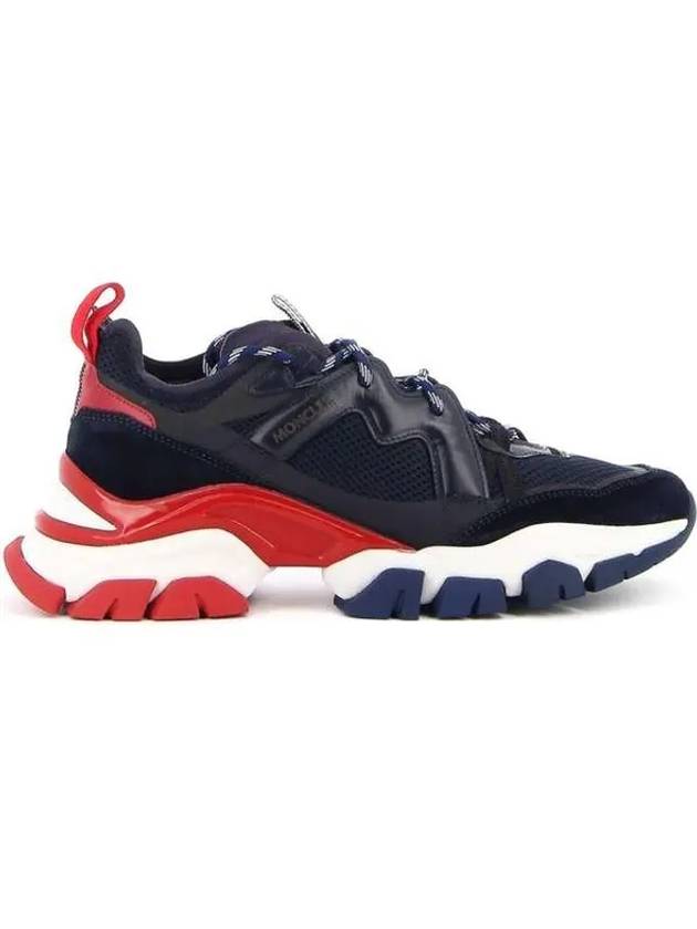 Men's Rib No Track Low Top Sneakers Navy Red - MONCLER - BALAAN.