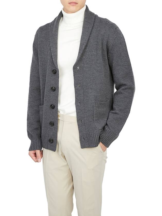 Men's Wool Cardigan Grey - DRUMOHR - BALAAN 6